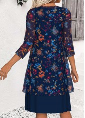 Navy dresses,Ditsy Floral dresses,Casual dresses,ROTITA Tummy Coverage Ditsy Floral Print Navy Dress and Cardigan
