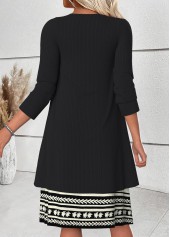 Black dresses,Floral dresses,Plants dresses,Everyday dresses,Casual dresses,ROTITA Tummy Coverage Floral Print Black Dress and Cardigan