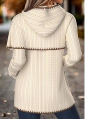 Beige tops,Plain Color tops,ROTITA Tummy Coverage Beige Long Sleeve Hoodie