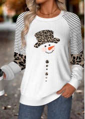 Rotita – Weißes Sweatshirt mit Rundhalsausschnitt und Bauchbedeckung und Schneemann-Print