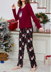 Wine Red loungewear,Christmas loungewear,Christmas Wine Red Round Neck Lounge Top and Pants