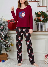 Wine Red loungewear,Christmas loungewear,Christmas Wine Red Round Neck Lounge Top and Pants