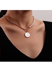 Golden jewelry,Golden Color Round Alloy Detail Necklace
