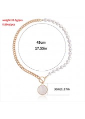 Golden jewelry,Golden Color Round Alloy Detail Necklace