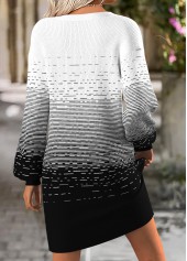 Black dresses,Ombre dresses,Casual dresses,ROTITA Tummy Coverage Ombre Black Short Round Neck Dress