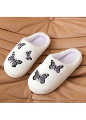 White shoes,Animal Print shoes,Butterfly Print White Falt Closed Toe Slippers