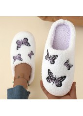 White shoes,Animal Print shoes,Butterfly Print White Falt Closed Toe Slippers