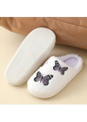 White shoes,Animal Print shoes,Butterfly Print White Falt Closed Toe Slippers