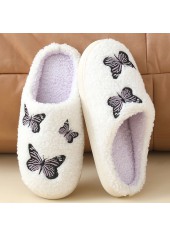 White shoes,Animal Print shoes,Butterfly Print White Falt Closed Toe Slippers