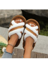 Dark Camel Falt Round Toe Slippers