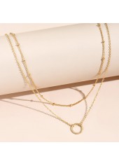 Golden jewelry,Golden Color Round Copper Detail Necklace