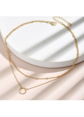 Golden jewelry,Golden Color Round Copper Detail Necklace