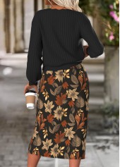 Black dresses,Floral dresses,Plants dresses,Everyday dresses,Casual dresses,ROTITA Tummy Coverage Floral Print Black Dress and Cover Up