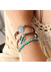 Dark Coffee jewelry,Geometric jewelry,Dark Coffee Alloy Layered Beaded Bracelets