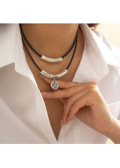 Silver jewelry,Other jewelry,Round Silver Embossed Alloy Necklace Set