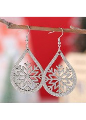 Weihnachtsohrringe aus silbernem Kunstleder mit Schneeflockenmotiv