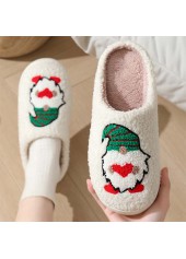 Christmas Santa Claus Print White Falt Closed Toe