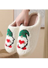 White shoes,Christmas shoes,Christmas Santa Claus Print White Falt Closed Toe
