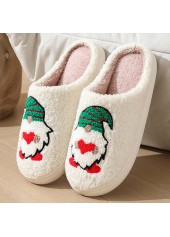 White shoes,Christmas shoes,Christmas Santa Claus Print White Falt Closed Toe