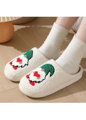 White shoes,Christmas shoes,Christmas Santa Claus Print White Falt Closed Toe