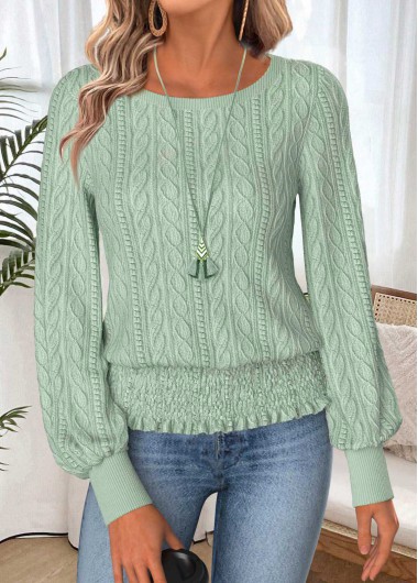 Sage Green tops,Plain Color tops,ROTITA Tummy Coverage Sage Green Boat Neck T Shirt