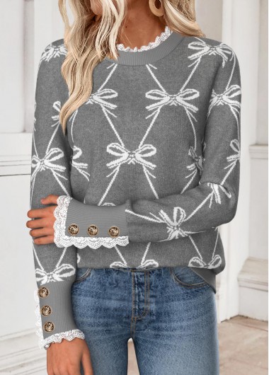 Light Grey Marl tops,Animal Print tops,ROTITA Curved Hem Butterfly Print Light Grey Marl Sweatshirt