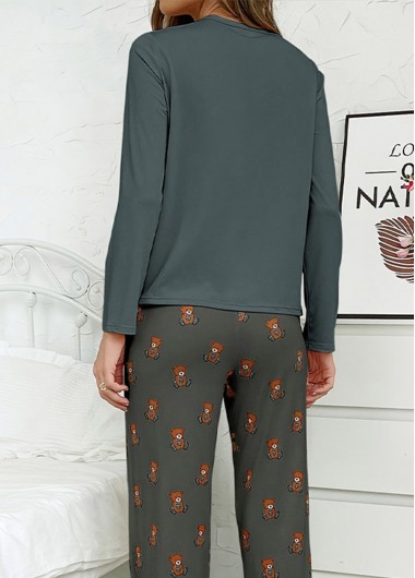 Blackish Green loungewear,Animal Print loungewear,Animal Print Blackish Green Lounge Top and Pants