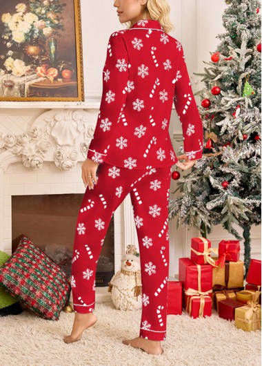 Red loungewear,Christmas loungewear,Christmas Snowflake Print Red Lounge Top and Pants