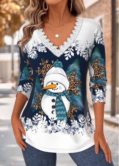 Navy tops,Christmas tops,ROTITA Christmas Tummy Coverage Navy V Neck T Shirt