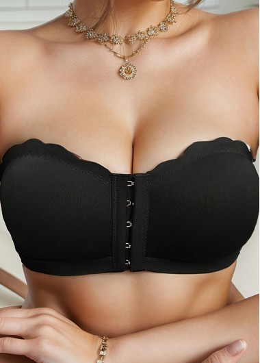 Black intimates,Plain Color intimates,Black Push Up Seamless Bandeau Bra