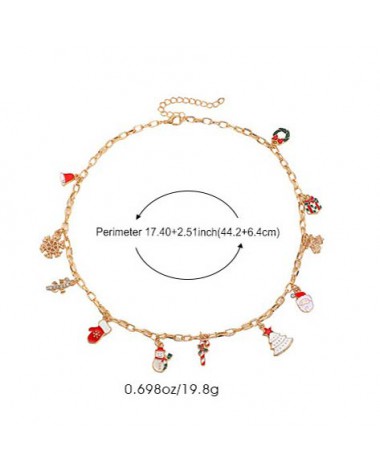 Golden jewelry,Christmas jewelry,Christmas Santa Claus Golden Alloy Necklace