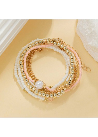 Golden jewelry,Other jewelry,Golden Pearl Beaded Crystal Bracelet Set