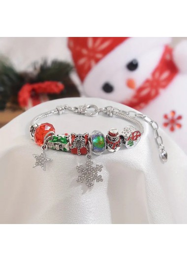 Silver jewelry,Geometric jewelry,Christmas Snowflake Silver Snowman Alloy Bracelet