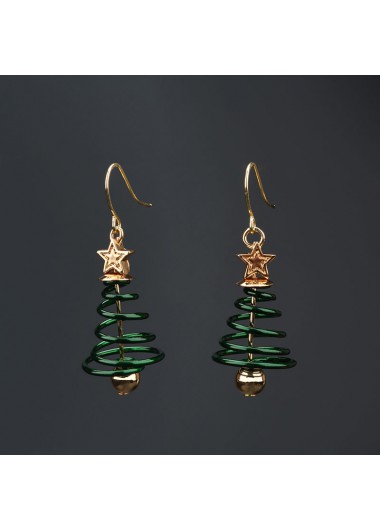 Green jewelry,Geometric jewelry,Christmas Tree Green Metal Star Earrings