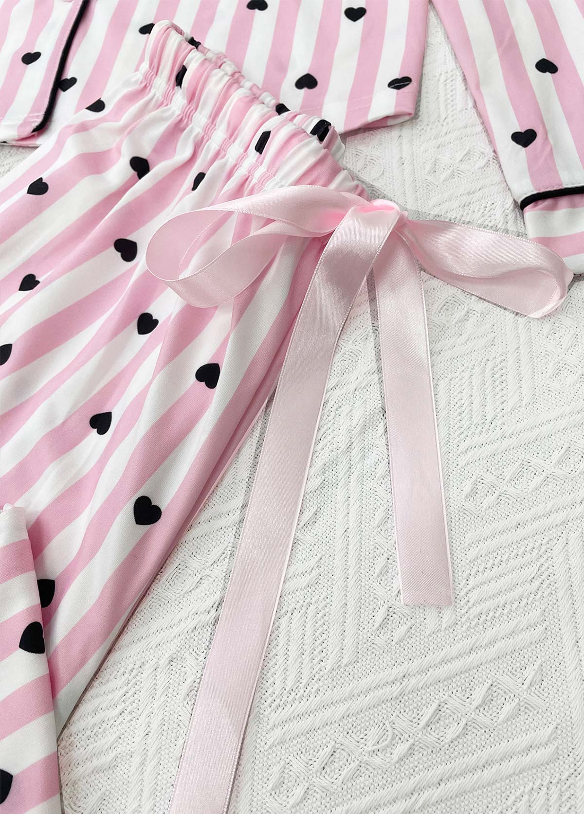 Pink loungewear,Heart loungewear,Heart Print Pink Long Sleeve Lounge Top and Pants