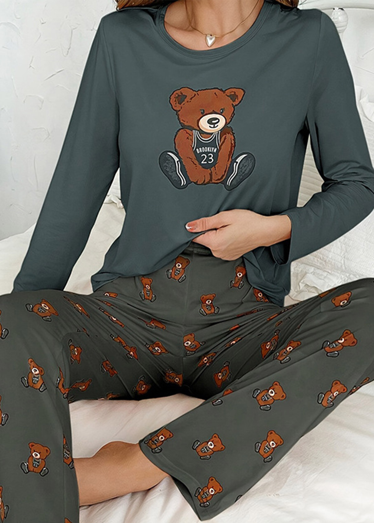 Blackish Green loungewear,Animal Print loungewear,Animal Print Blackish Green Lounge Top and Pants