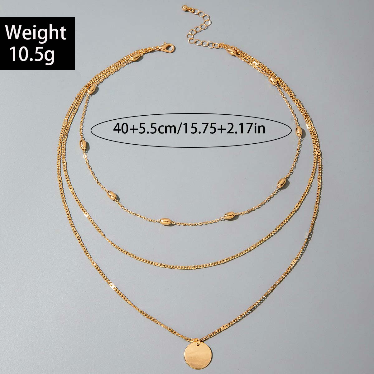 Golden jewelry,Geometric jewelry,Round Golden Layered Design Alloy Necklace