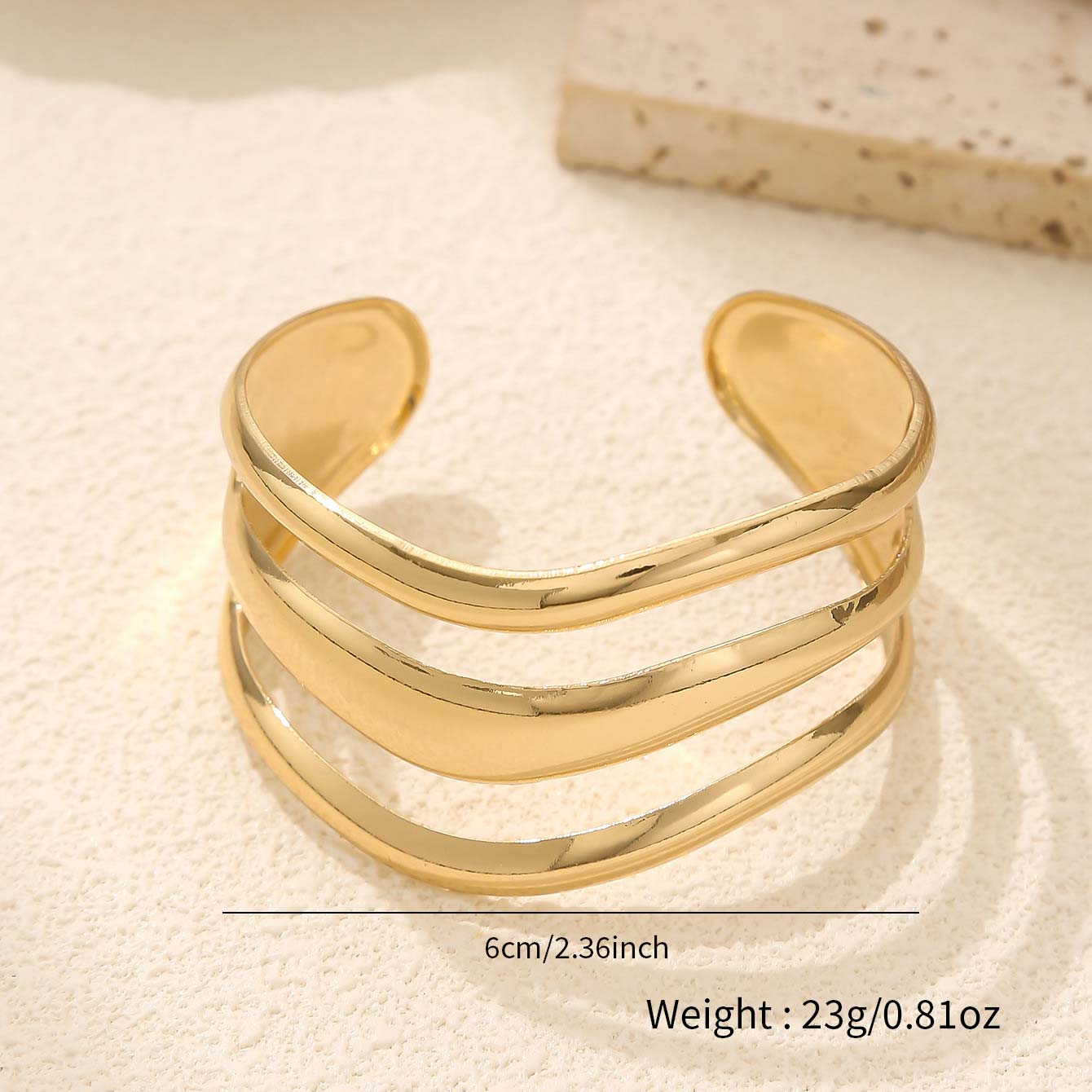 Golden jewelry,Geometric jewelry,Golden Metal Irregular Design Hollow Bangle
