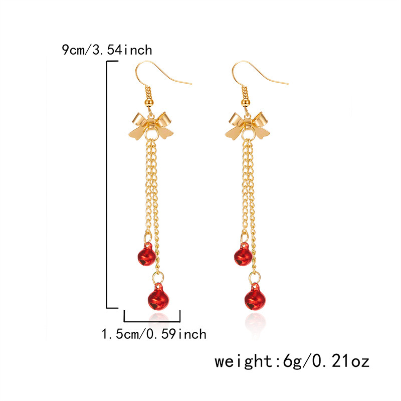 Golden jewelry,Christmas Bow Golden Alloy Detail Earrings