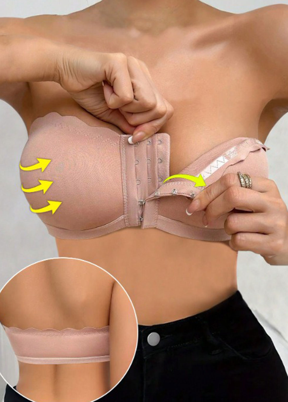 Light Pink intimates,Plain Color intimates,Light Pink Push Up Bandeau Bra