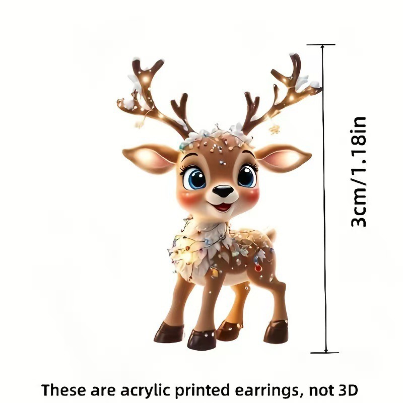 Dark Camel jewelry,Christmas Reindeer Dark Camel Acrylic Earrings