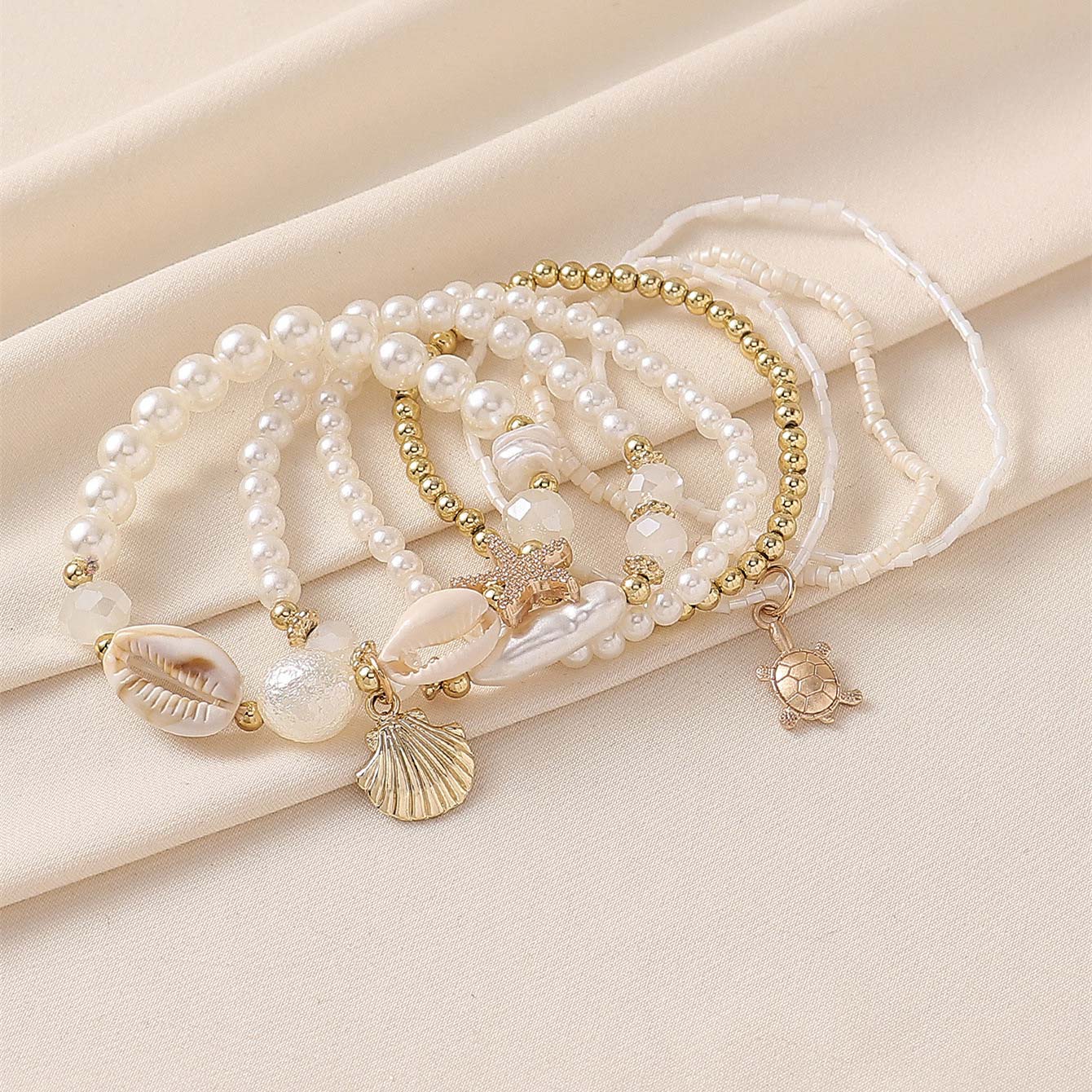 Beige jewelry,Christmas Shell Beige Acrylic Detail Bracelets