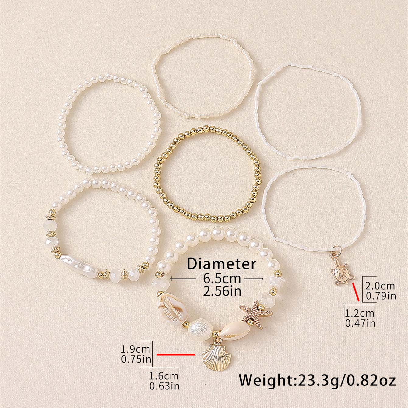Beige jewelry,Christmas Shell Beige Acrylic Detail Bracelets