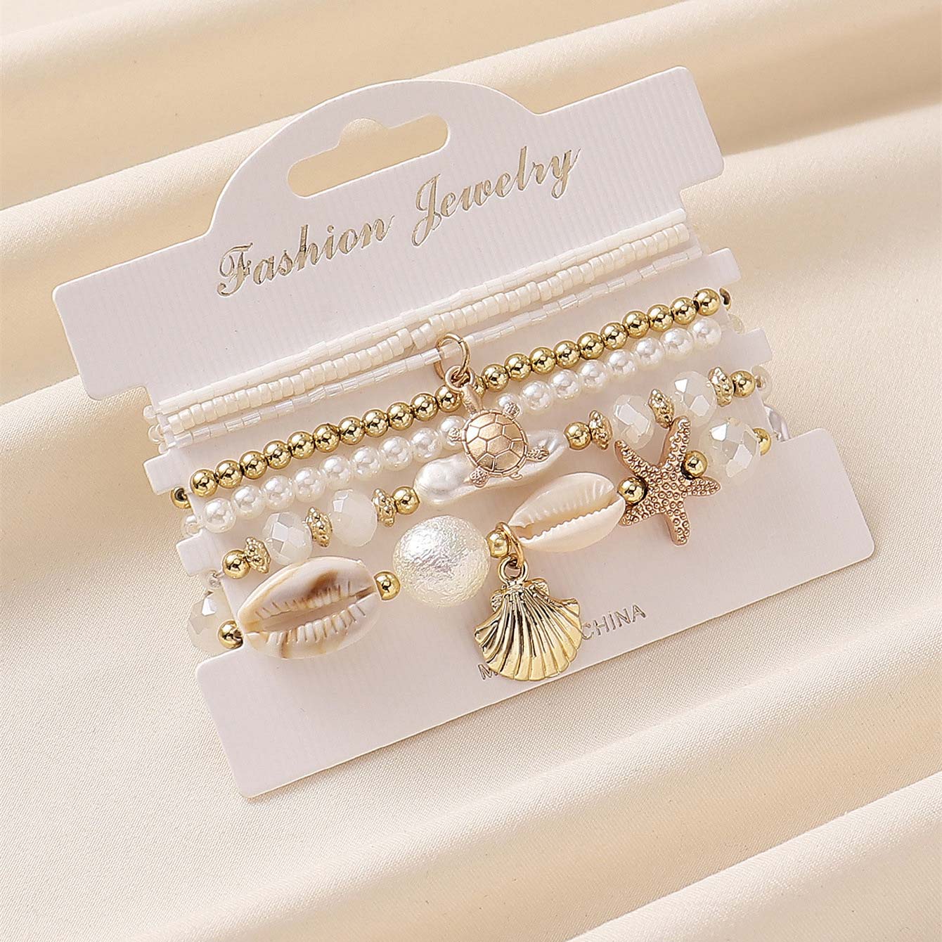 Beige jewelry,Christmas Shell Beige Acrylic Detail Bracelets