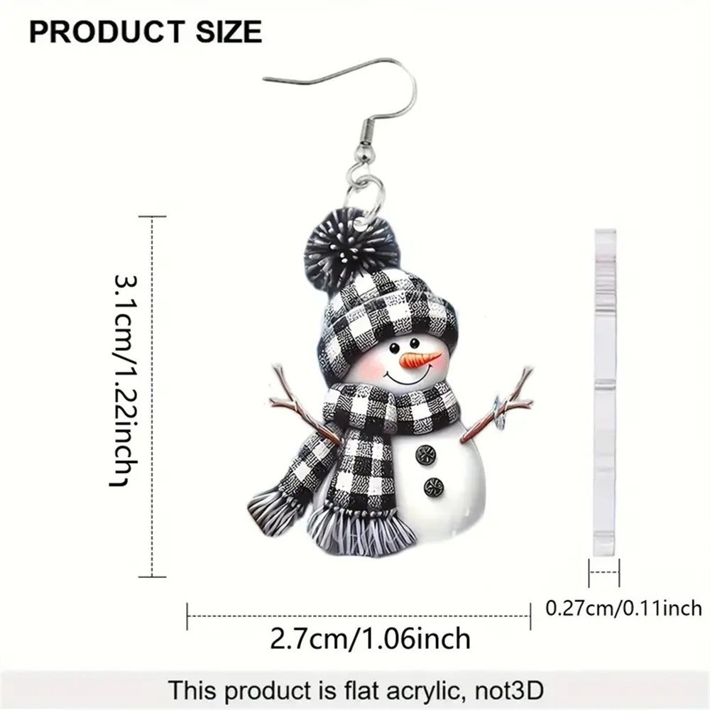 Black jewelry,Other jewelry,Christmas Snowman Design Black Acrylic Earrings
