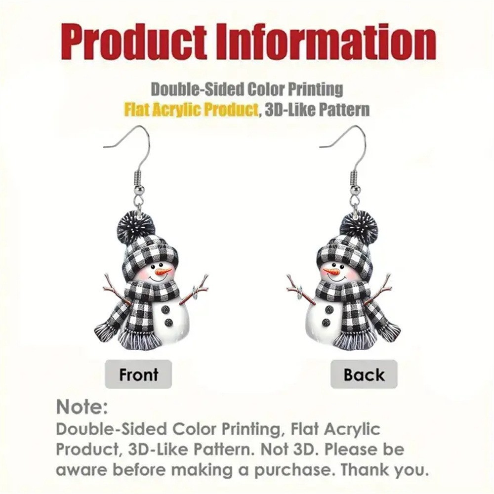 Black jewelry,Other jewelry,Christmas Snowman Design Black Acrylic Earrings