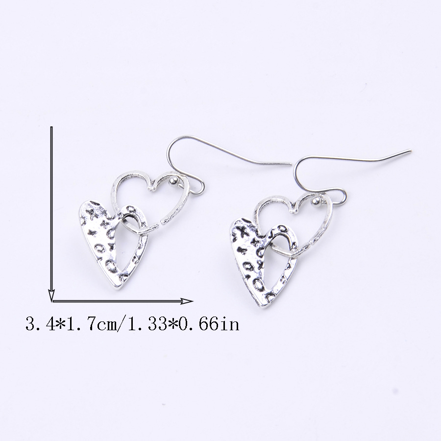 Silver jewelry,Heart jewelry,Heart Design Silver Hollow Alloy Earrings