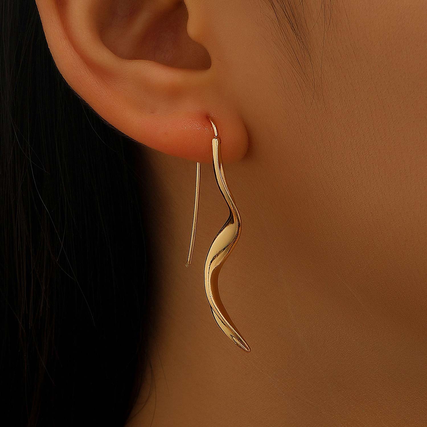 Golden jewelry,Geometric jewelry,Golden Geometric Irregular Design Copper Earrings