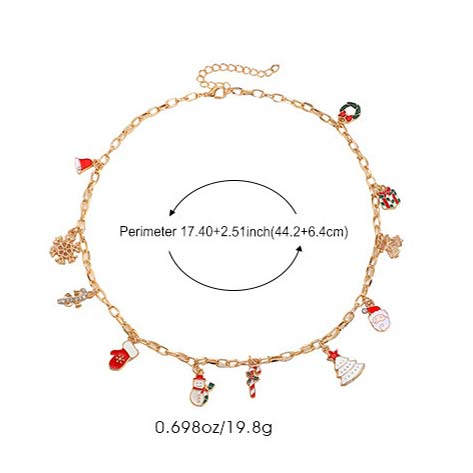 Golden jewelry,Christmas jewelry,Christmas Santa Claus Golden Alloy Necklace