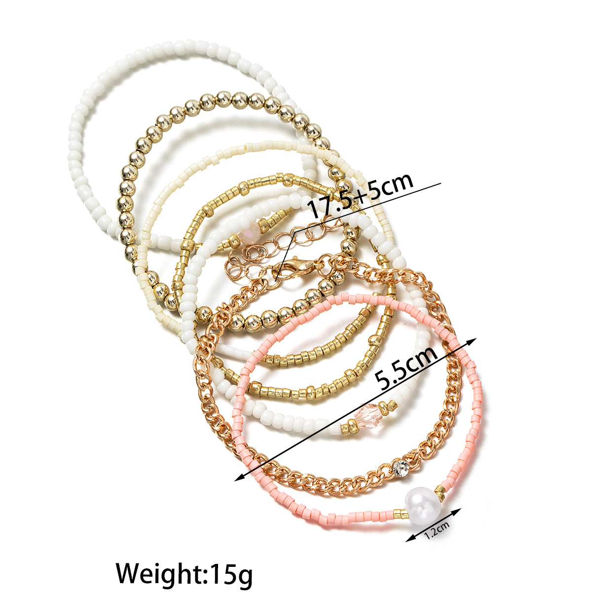 Golden jewelry,Other jewelry,Golden Pearl Beaded Crystal Bracelet Set